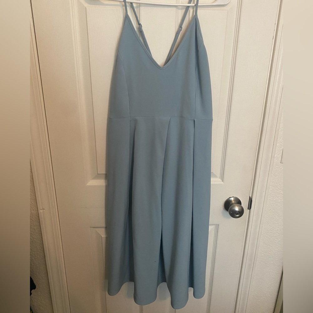 Beautiful powder blue skater dress with pockets!
